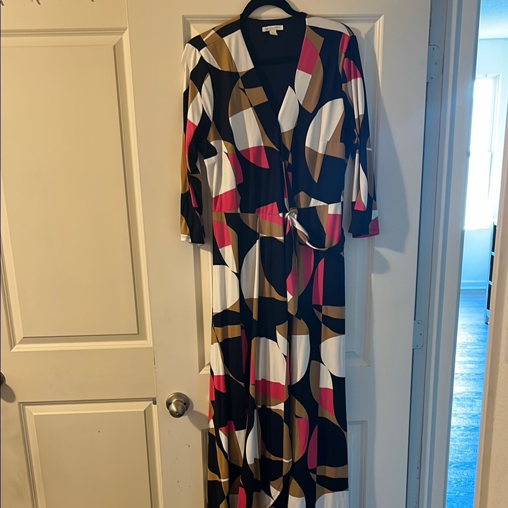 Cato Black and White Long Sleeve V-Neck Sundress